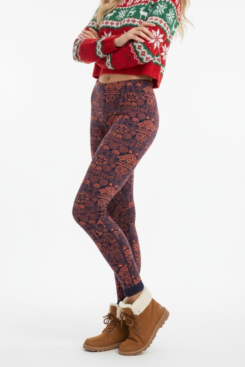 ToBeInStyle Women's Assorted Print Polar Fleece Lined Winter Warm Leggings