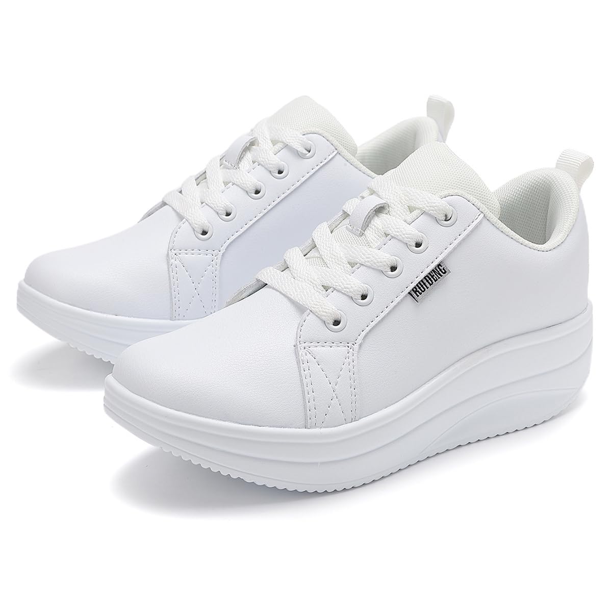 RUIDENG Platform Sneakers for Women Walking All Day | Slip Resistant Work Shoes for Women Comfortable | 2 Inch Thick Wedge Rocker Bottom