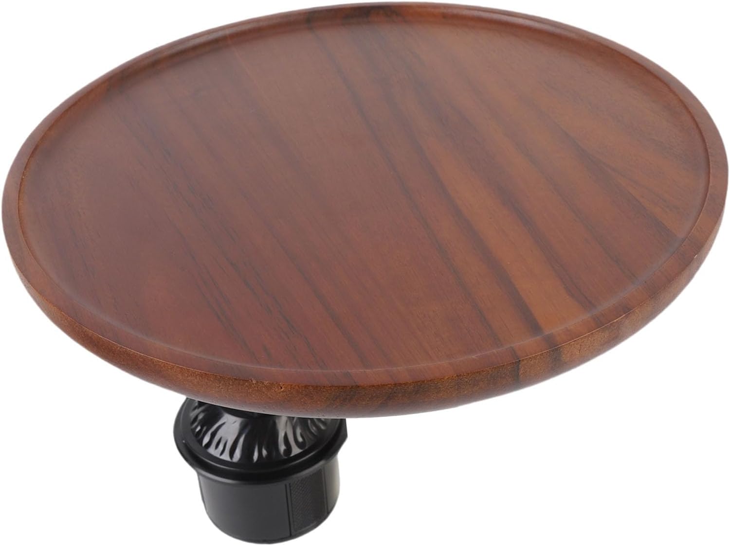 360° Rotating Car Cup Holder Tray,Universal Wooden Drink Holder Organizer with Non Slip Silicone Pad