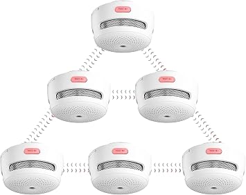 X-Sense Wireless Interlinked Smoke Alarm, Mini Smoke Alarm for Home, 820 ft Transmission Range, Replaceable Battery-Operated Interconnected Fire Alarm, EN 14604, XS01-WR RF Interconnected, 6-Pack