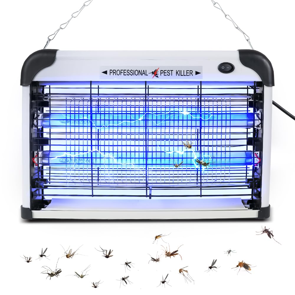 Fly Zapper Electric indoor,Fly catcher indoor and Fly Killer 20W UV light Bug Zapper - Powerful 3500V Grid Electronic Bug Catcher for Interior and outdoor -UK Plug