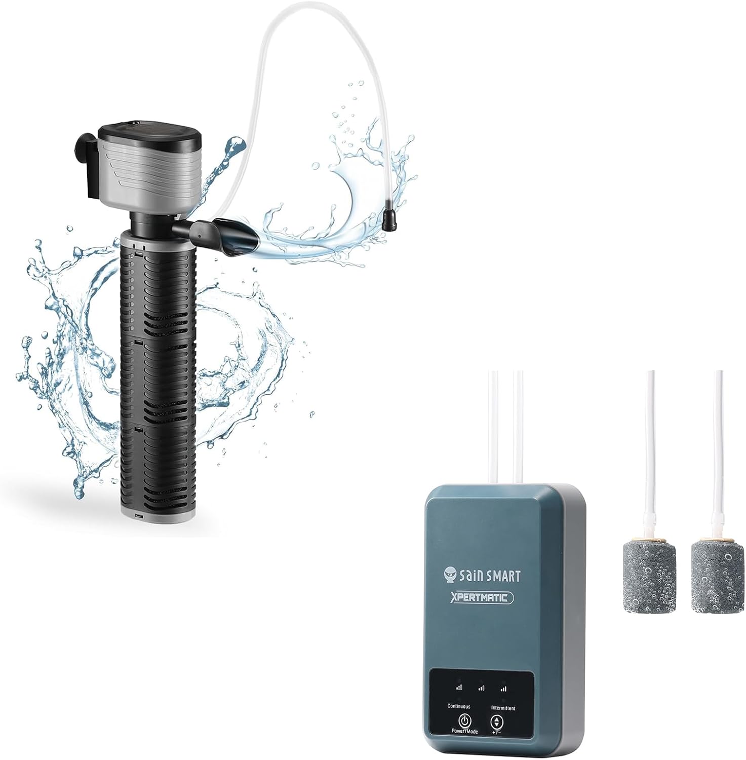 SainSmart XpertMatic 45W Aquarium Filter + Aquarium Air Pump Dual Outlet