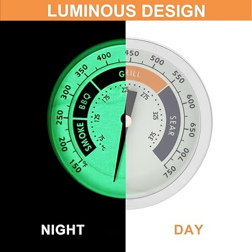Miniatura 5 de Medidor de termómetro para ahumador de 3 18 pulgadas para termómetro Masterbuild, todos los accesorios para fumadores de Oklahoma Joe, Char-Griller,