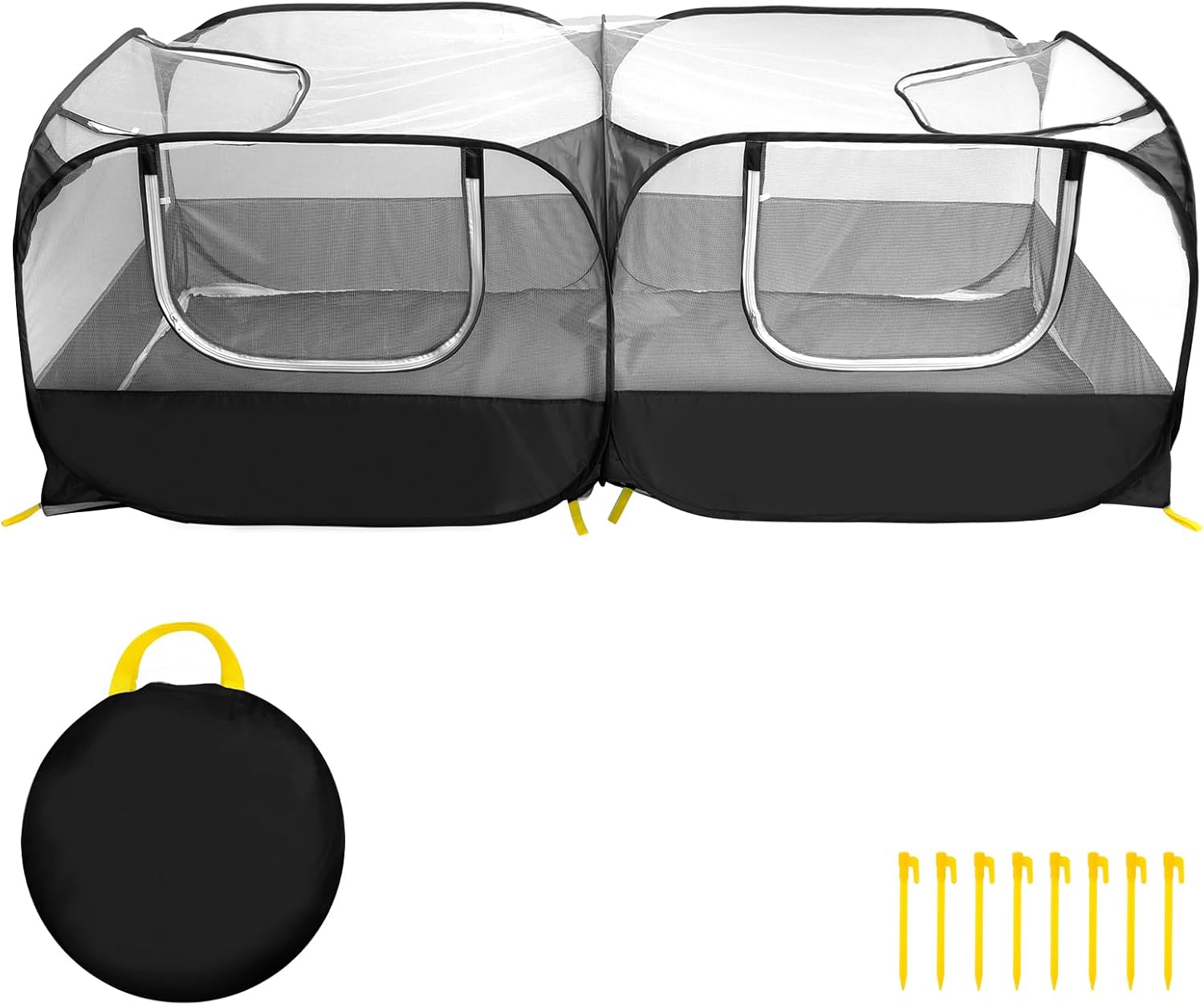 Collapsible Small Animal Playpen, Pet Cage Tent Large Chicken Run Coop with Detachable Bottom Breathable Transparent Mesh Walls, Foldable Pet Enclosure for Puppy Kitten Rabbits Indoor Outdoor playpen