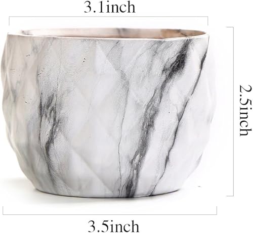 Miniatura 3 de Sun-E - Maceta cerámica de mármol para suculentas y cactus, estilo moderno, macetas bonsái con agujero de 3.35 pulgadas, ideal para regalo (4