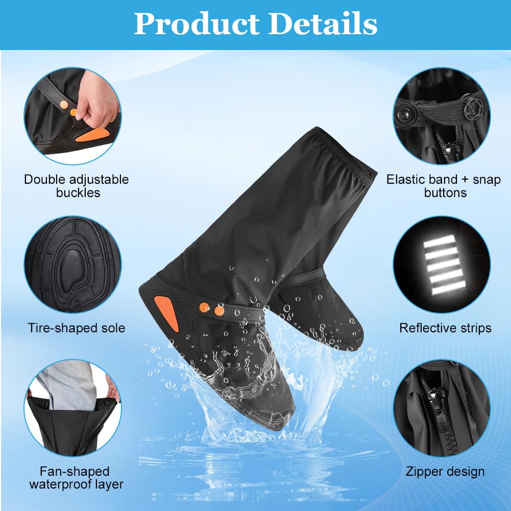 Copriscarpe Impermeabili, Travel Copre Scarpe, Suole Antiscivolo, Design con Cerniera, Riutilizzabili, Lavabile, Soprascarpe Impermeabile Pioggia Neve Fango, Unisex, Bianco - 3