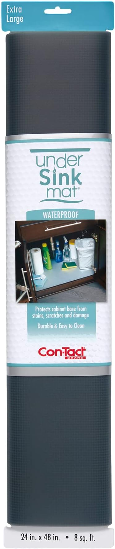 Con-Tact Non-Adhesive Undersink Mat, Graphite, 24" W x 48" L