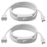 9.8FT T5 T8 Tube Light Extension Cord with On/Off Switch, US Plug Cable Connector for LED Integrated Single Fixture, Shop Light, Garage, Under Cabinet, White, Pack of 2
