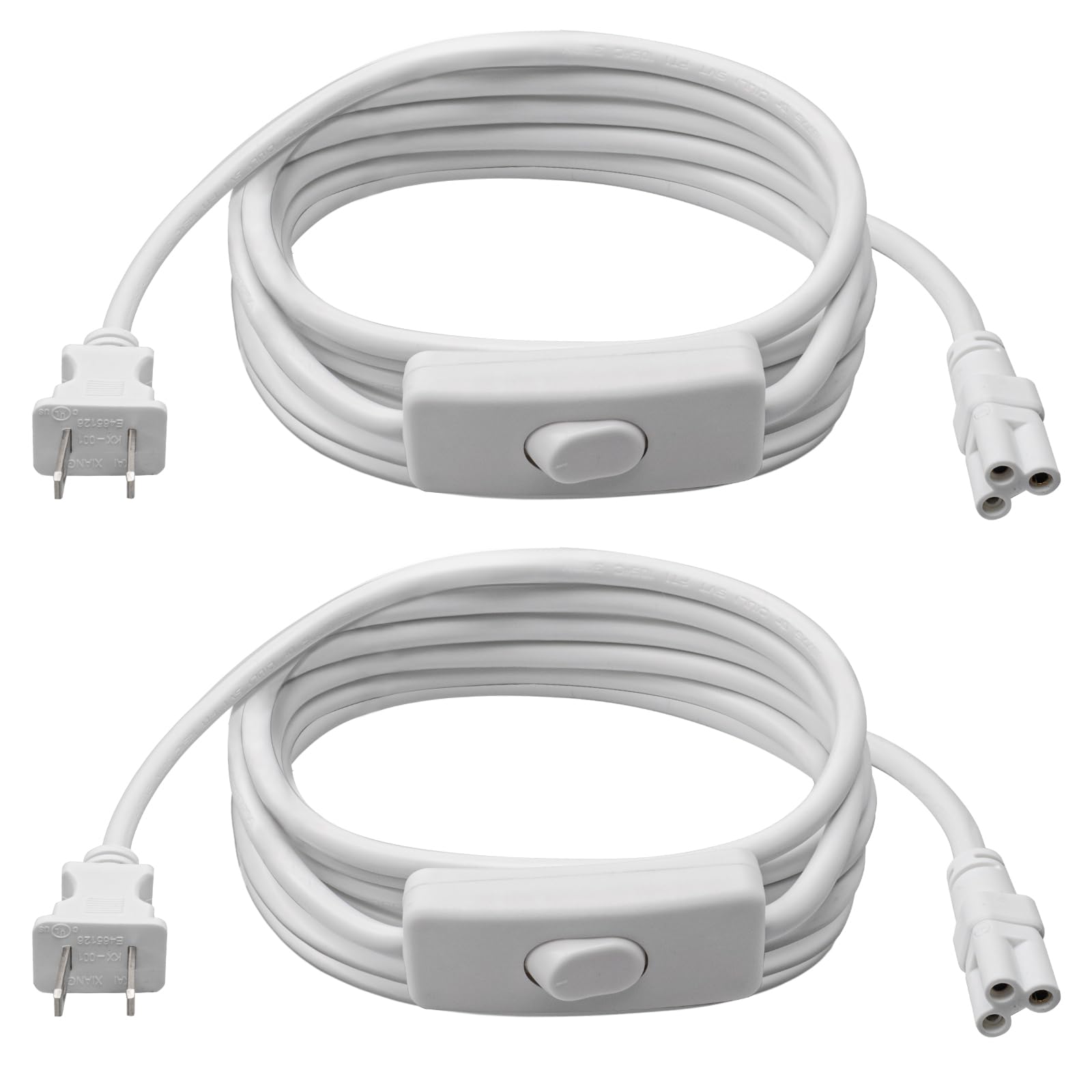 DiCUNO 9.8FT T5 T8 Tube Light Extension Cord with On/Off Switch, US Plug Cable Connector for LED Integrated Single Fixture, Shop Light, Garage, Under