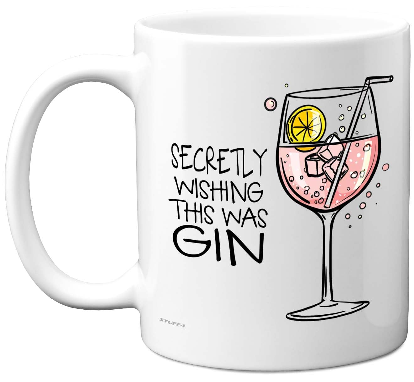 Funny Mug for Women Men - Secretly Wishing This was Gin - Funny Birthday Mugs Present Gifts for Friend Family Colleague, 11oz Ceramic Coffee Humour Joke Banter Cup