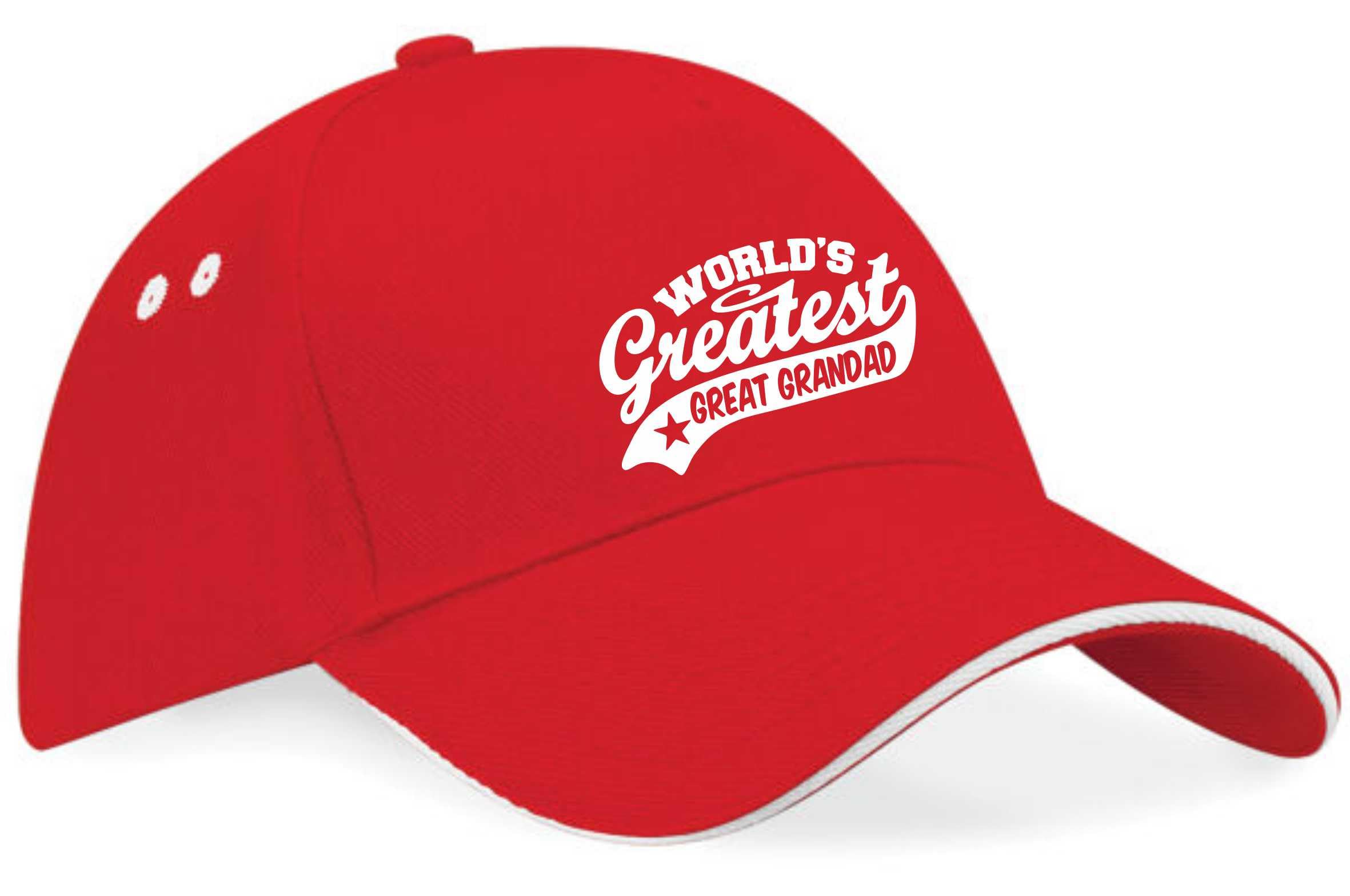 Print4u Unisex Red Baseball Cap Greatest Great Grandad Men Present Fathers Day Birthday