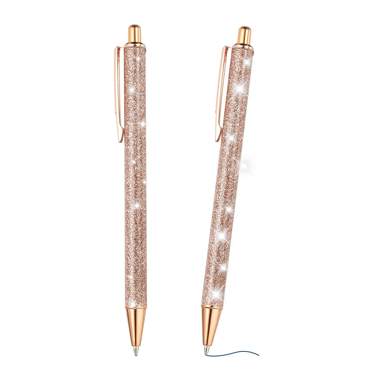 YOKIVE 2 Pcs Glitter Ballpoint Pen, Glitter Pens Retractable Writing Pens Shine Pen, Great for Women Party Decoration Office (Rose Red) — image 1