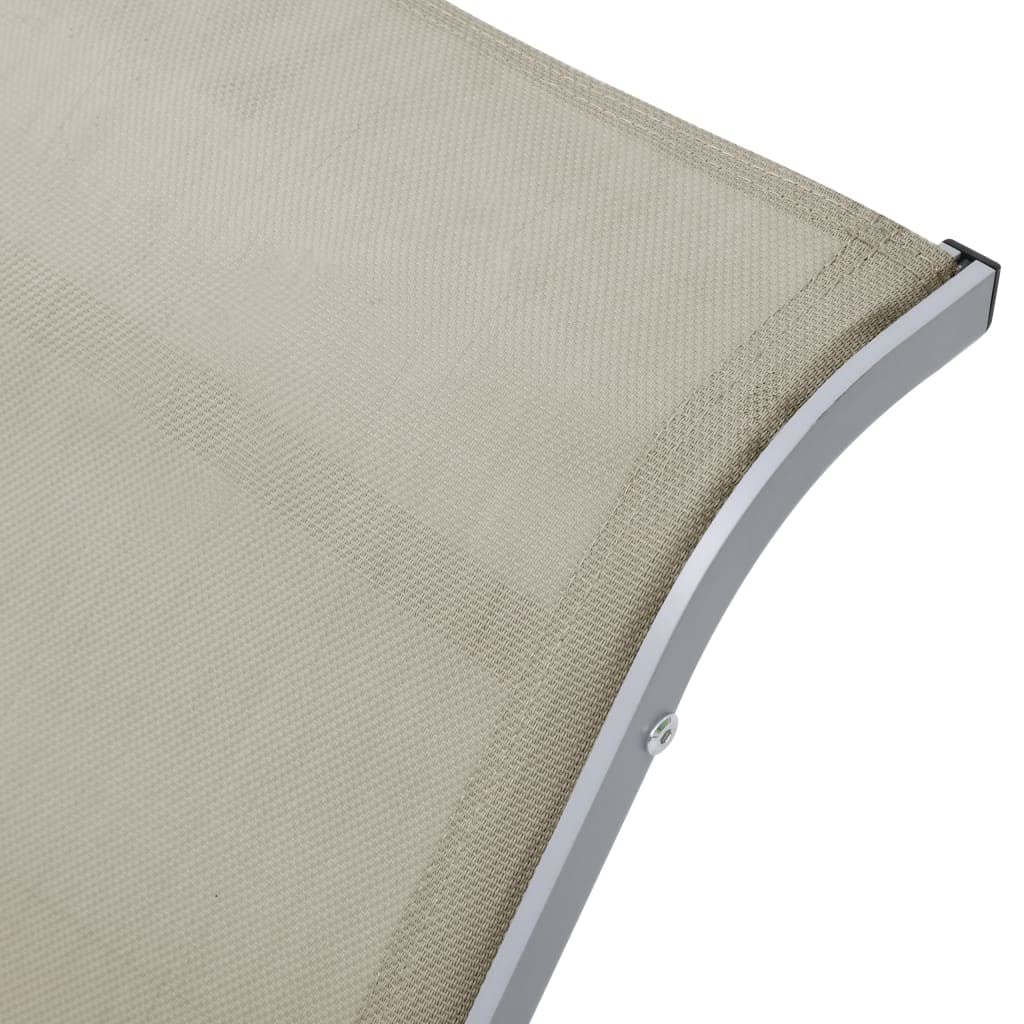 2 lettini prendisole con tavolo in alluminio bianco crema, set da giardino con telaio in alluminio verniciato a polvere e textilene, piano in vetro temperato, design ergonomico