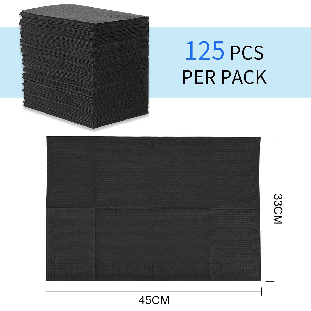 50 pcs Bavoir Dentaire Jetable, Eqivei Bavoir Dentaire Imperméable, Bavoirs de Tatouage Bavoir Dentaire Jetable Noir Bavoirs Papier Dentaire 33 x 45 cm