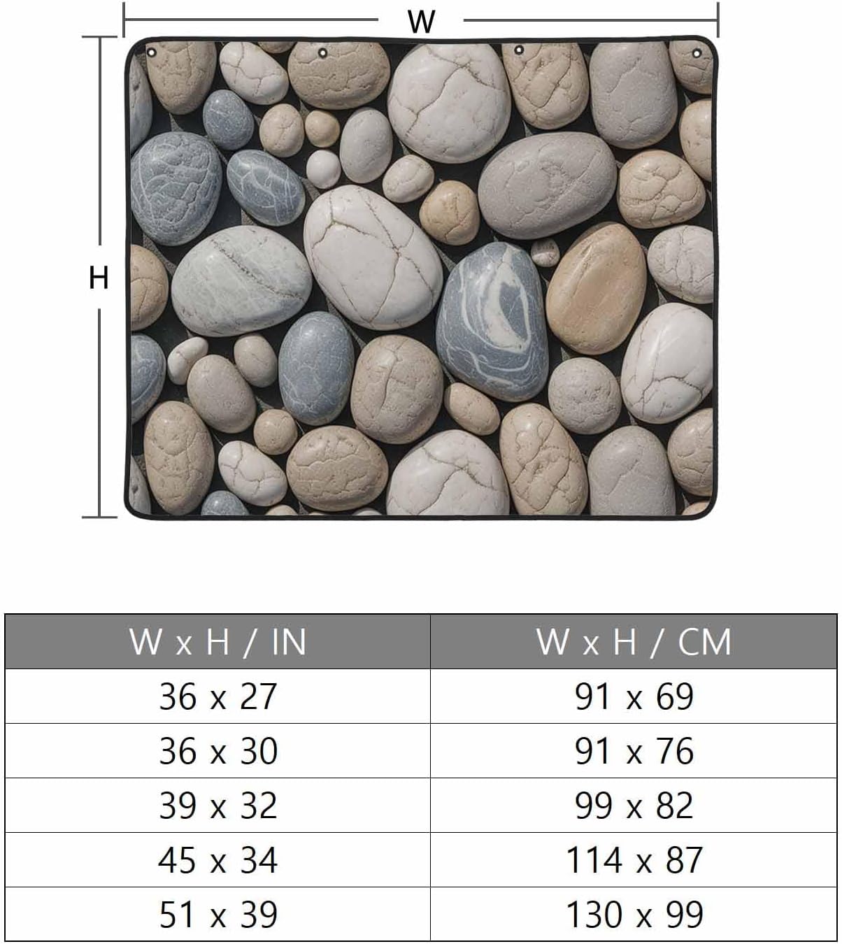 Pebble Stone Magnetic Fireplace Cover 45"x34",Decorative Fireplace Blanket Insulation Cover for Heat Loss,Indoor Outdoor Fireplace Draft Stopper Covers,Minimalist Creative Black White Geometric