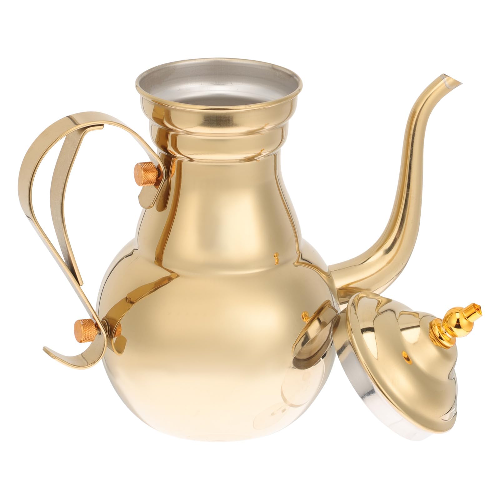 Stainless Steel Court Coffee Pot 1.1l with Filter Long Spout Hand Brewing Kettle for Arabian Style Coffee Suitable for Home and Restaurant Use