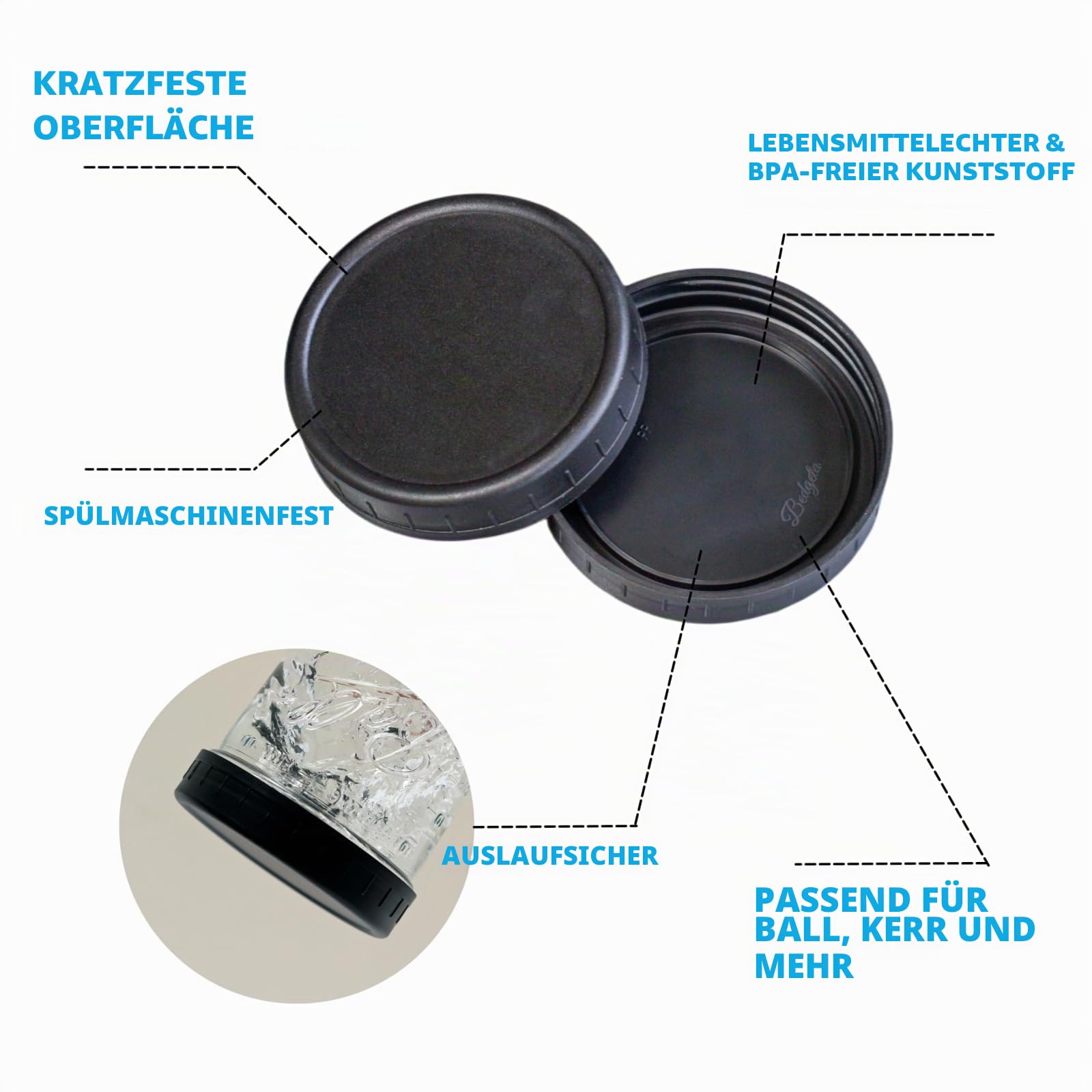 Jumterlee 6er-Pack Bernsteinfarbene Einmachgläser mit breiter Öffnung, 900 ml, BPA-frei, bleifrei, Einmachgläser mit Deckel und Bändern, geeignet für Einkochen, Einlegen, Saft, Marmelade