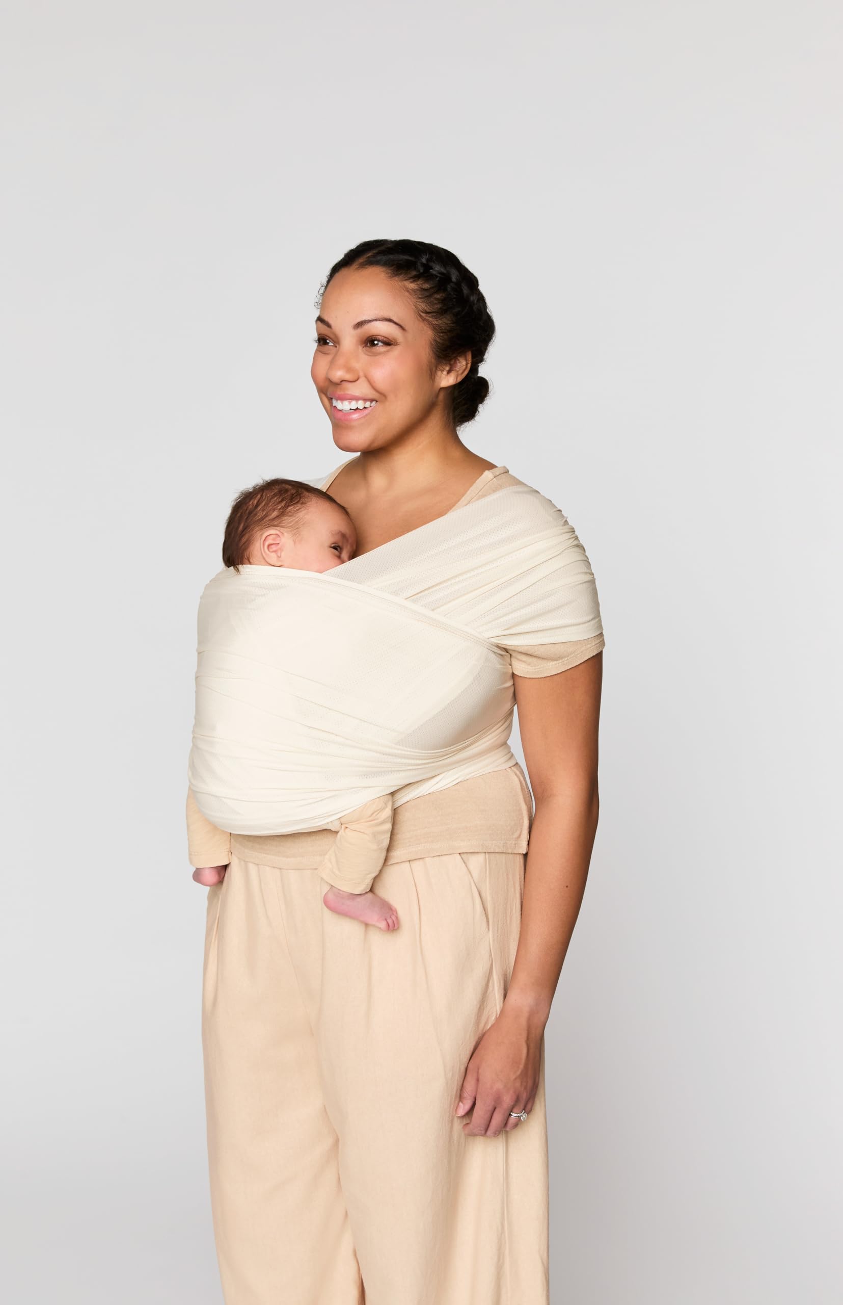 Ergobaby Fascia per neonati dalla nascita fino a 11,3 kg, Aura Mesh Sling in poliestere riciclato ed elastan, elastica e traspirante, unisex, crema