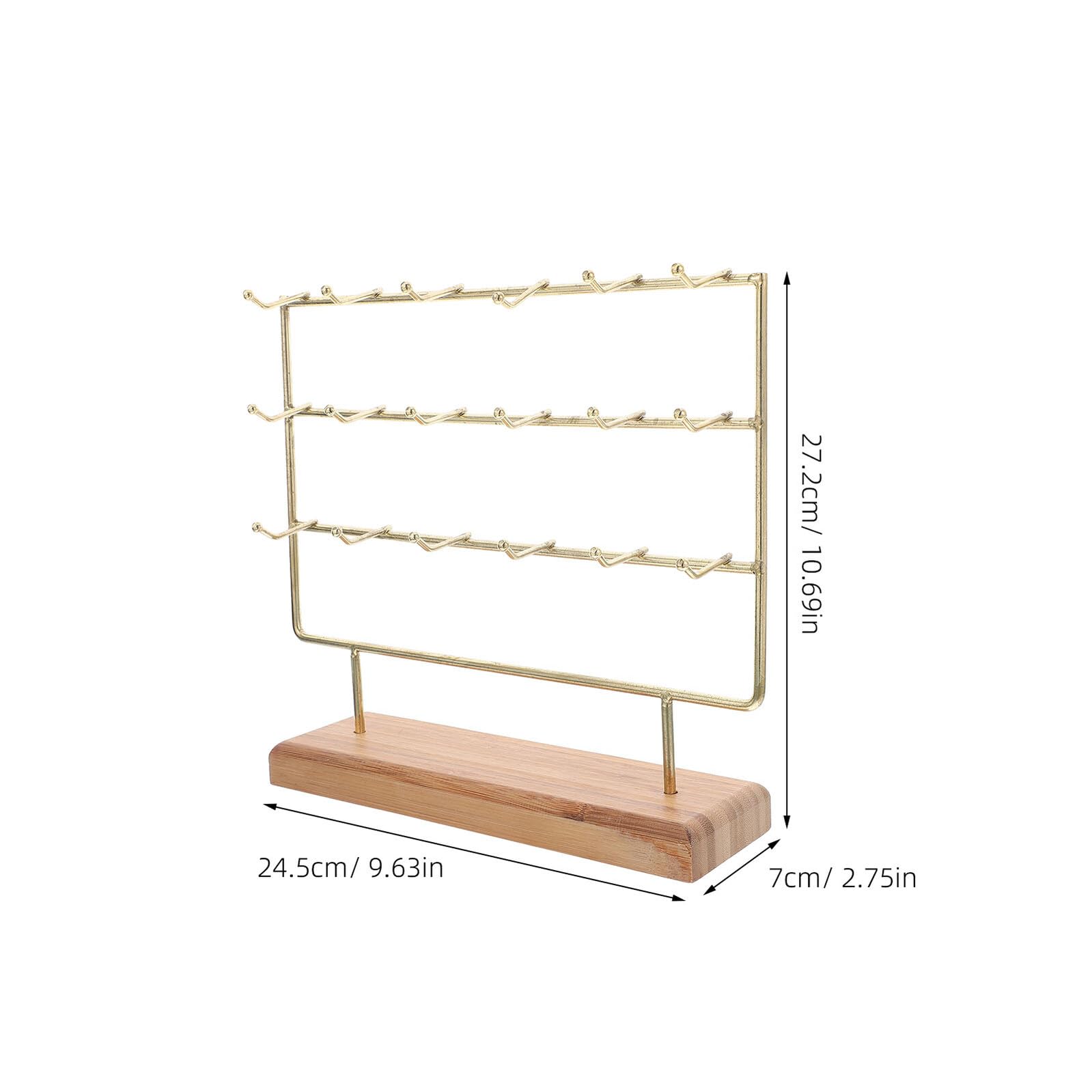 Expositor Pendientes de Hierro con Base de Madera Soporte Joyería con Ganchos Organizador Resistente para Pulseras Collares y Aretes para Vendedores y Uso Eventos