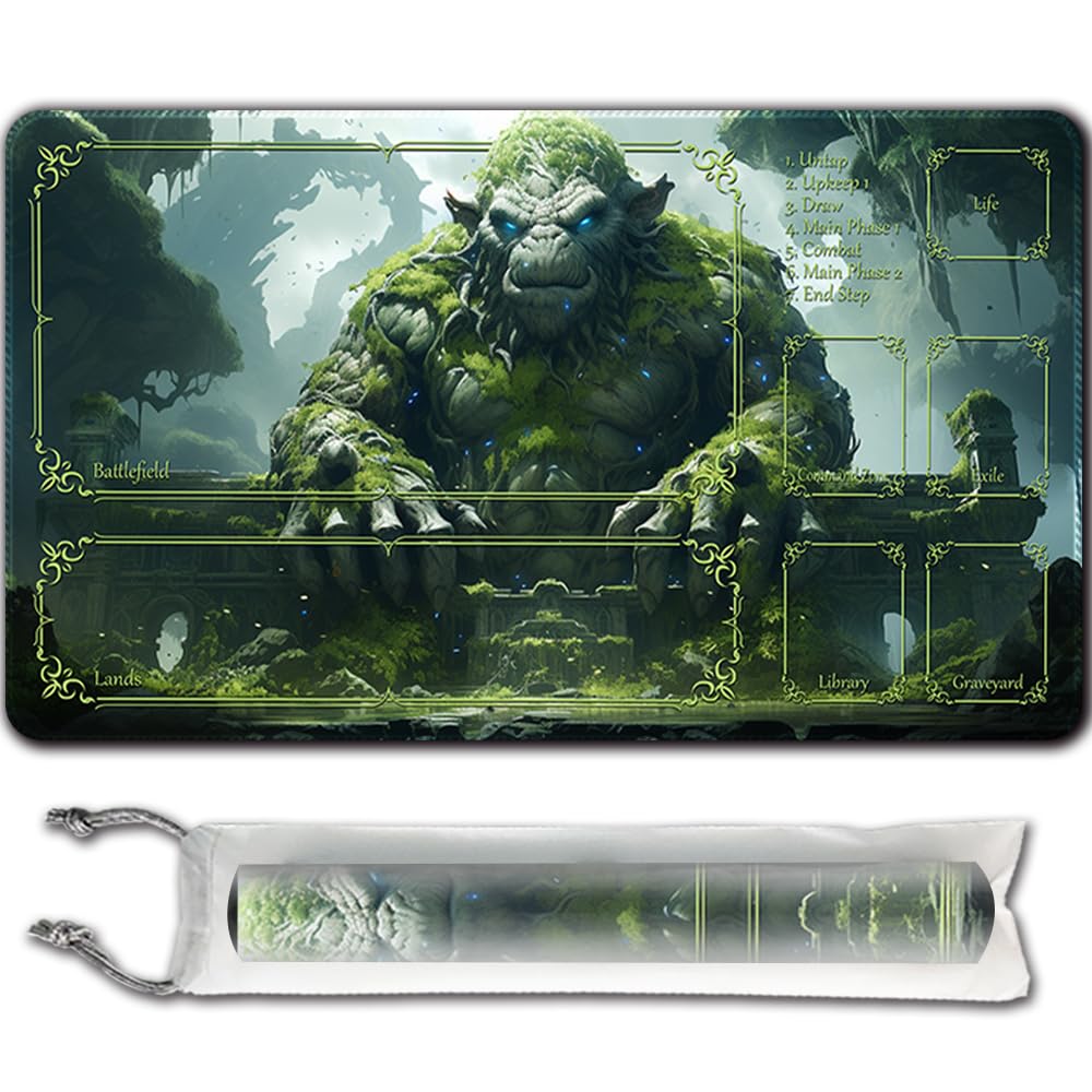 April Space Playmat Board Game MTG Duel Playmat Trading Card 23.6 x 13.8in Stitching Edges Compatible for TCG CCG RPG OCG with Card Zones Including Storage Bags (with Zone,Gorilla)