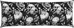 Flower Sugar Skull Body Pillow Pillowcase 20x60 Inches -Cute Animal Print Super Soft Flannel Body Pillow Cover with Hidden Zipper, for Home Decor, Gift Ideas