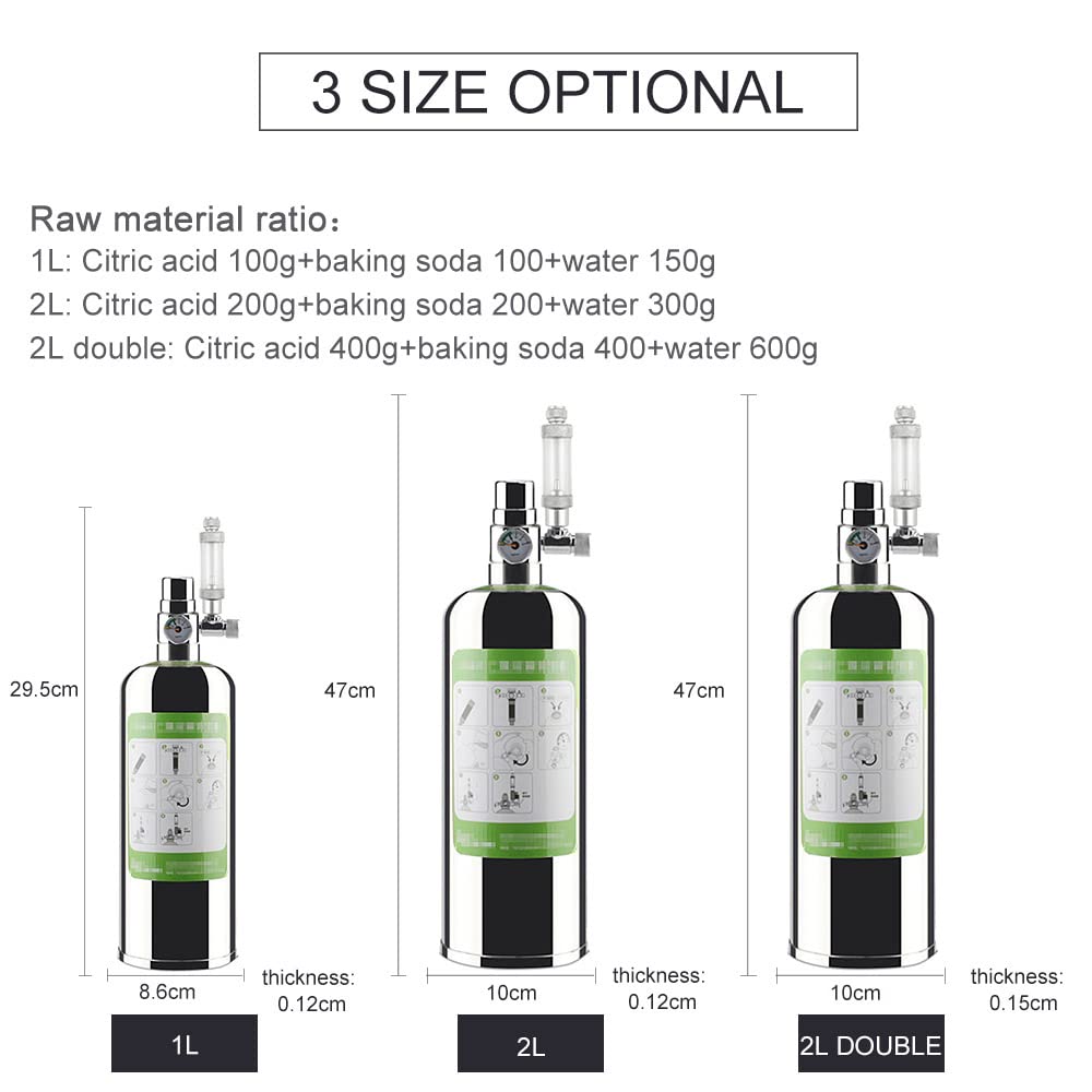 Zestaw generatora CO2 do akwarium, 1 l, system generatora CO2, cylindryczny system generatora dwutlenku węgla, zestaw reaktora do roślin i akwarium