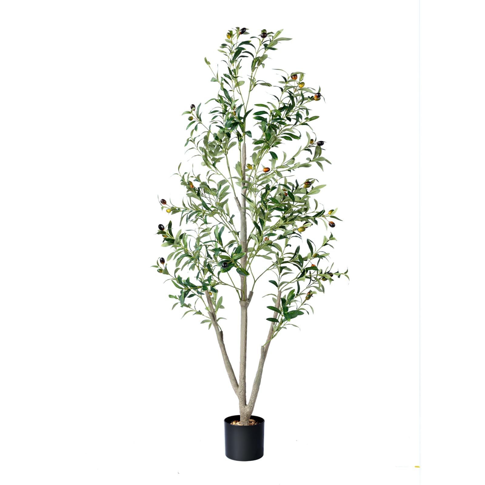 olive trees artificial indoor, 5ft tall faux olive tree with moss and planter, artificial plants indoor with natural wood trunk and lifelike fruits, fake tree for home office living room decor
