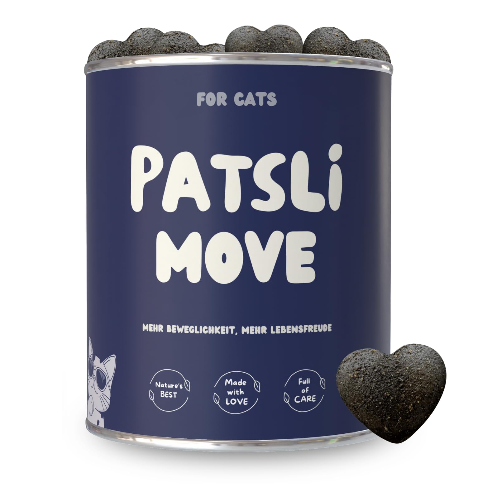 Gelenk-Snacks für Katzen | Stärkt Gelenke mit Grünlippmuschel, MSM, Spirulina, Kollagen | Ergänzungsfuttermittel mit Omega 3 für Katzen | Tierärztlich entwickelt | Leckerli Gelenke Katze | Patsli Move