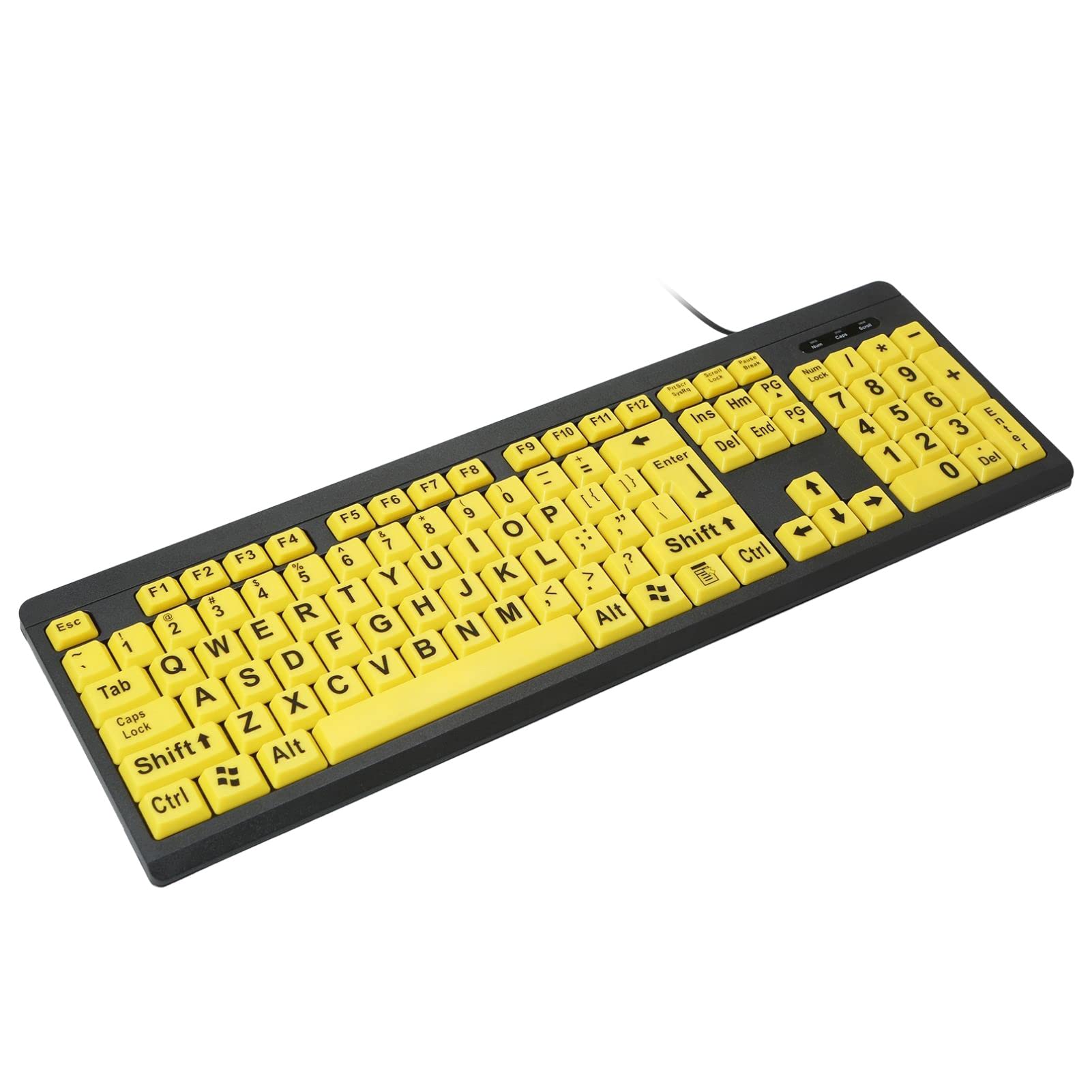 HUIOP Tastiera per computer con stampa grande USB cablata per utenti ipovedenti 104 tasti ad alto contrasto lettere per anziani,Tastiera