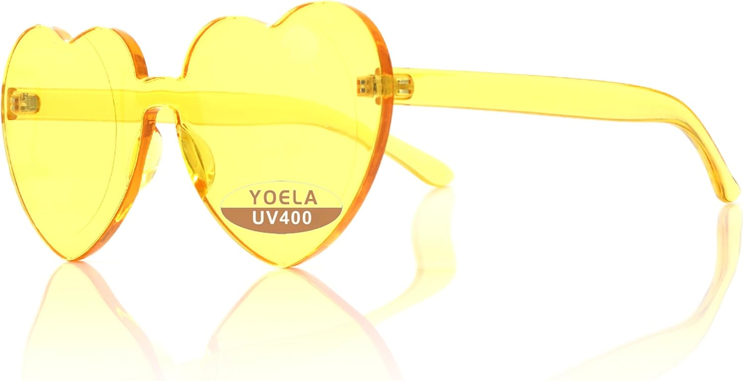 OLIN Heart Thick Oversized Rimless Sunglasses One Piece Eyewear Colored Sunglasses for Women