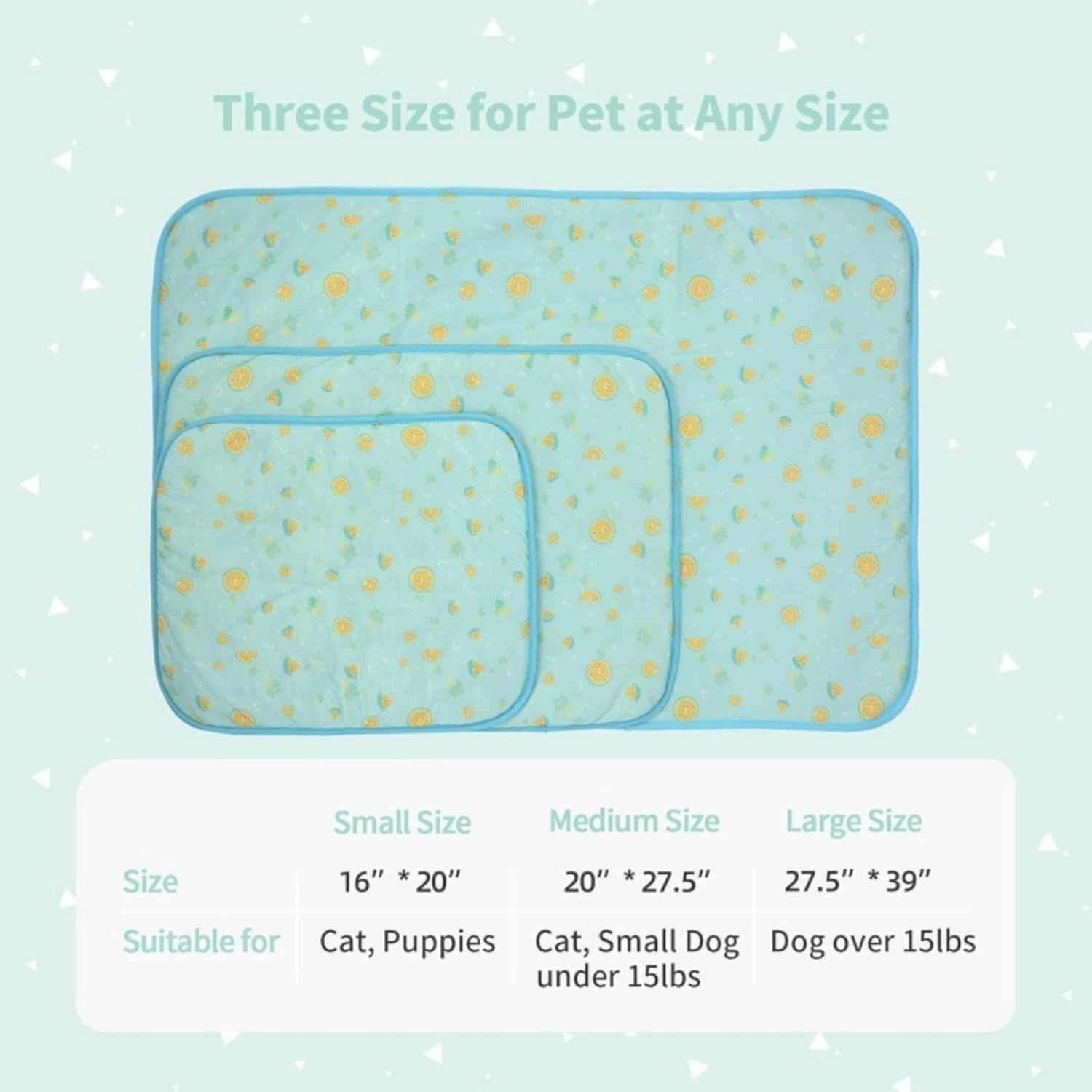 Ice Silk Pet Cooling Mat for Dogs Cats, Washable Cooling Blanket for Car Seat Bed Summer (20'' X 16'' X 0.3''), Green, Small