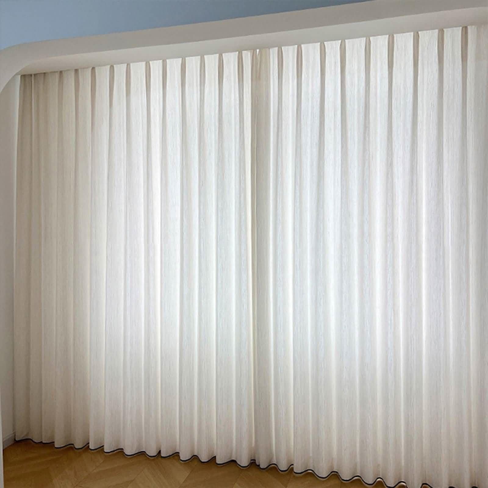 Rideau voilage lin jacquard haut de gamme avec bordure noire, paire de 96x115cm style contemporain