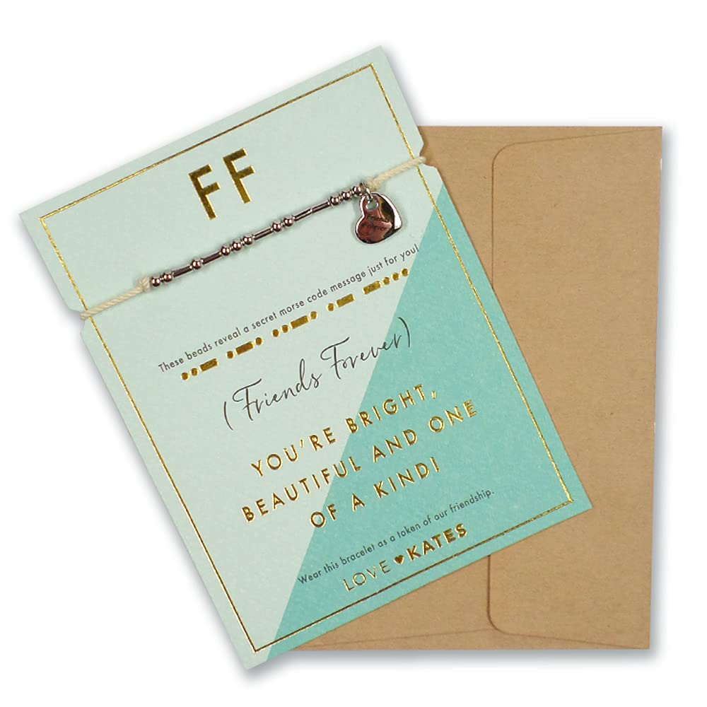 Love Kates Forever Friends Morse Code Bracelet String With Beads & Heart Charm With Mini Envelope LKJB002