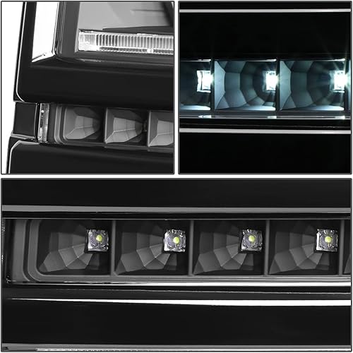 Miniatura 9 de DNA MOTORING HL-LB-CS15-BK-CL1 Par de faros LED DRL+ U Tube Bar Proyector Compatible con Silverado 1500 14-15, NegroTransparente