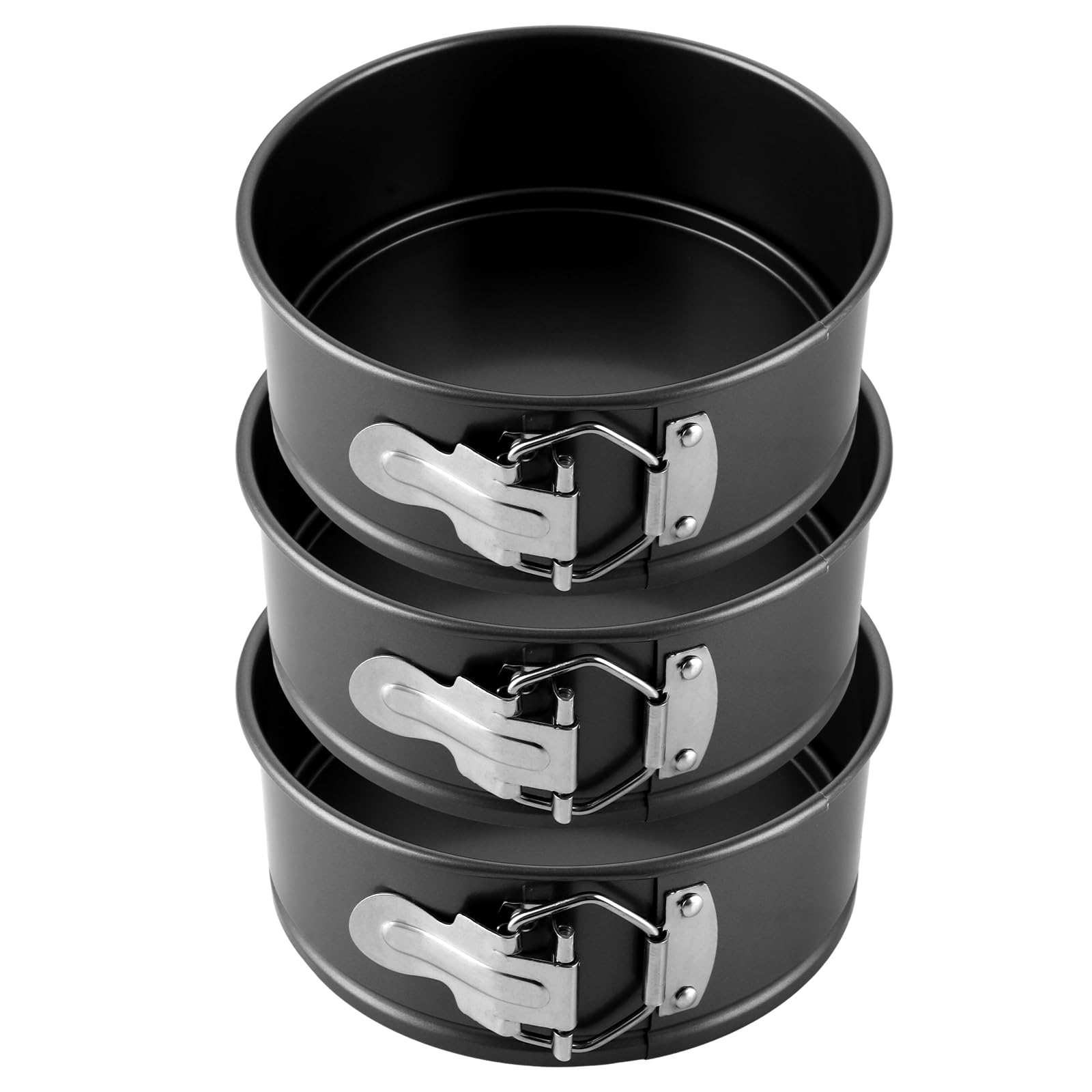 3 Stück Springform 16CM Rund, Backform 16 cm Rund Kuchenform Klein mit Antihaftbeschichtung, Springform mit Flachboden aus Kohlenstoffstahl für Muffins, Torten, Desserts Herstellen