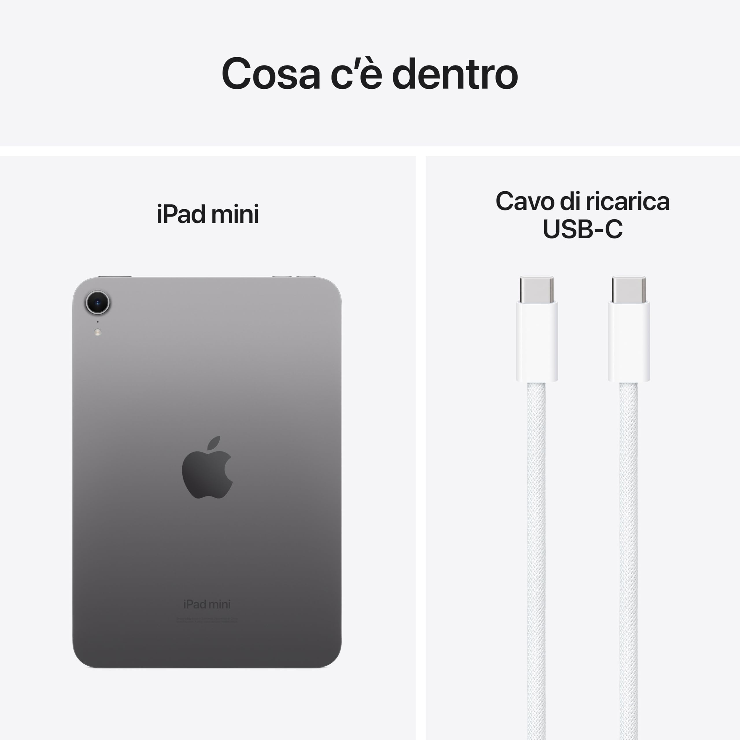 Apple iPad mini con chip A17 Pro: Progettato per Apple Intelligence, display Liquid Retina da 8,3'', 128GB, Wi Fi 6E, fotocamera da 12MP, un giorno intero di batteria – Grigio siderale