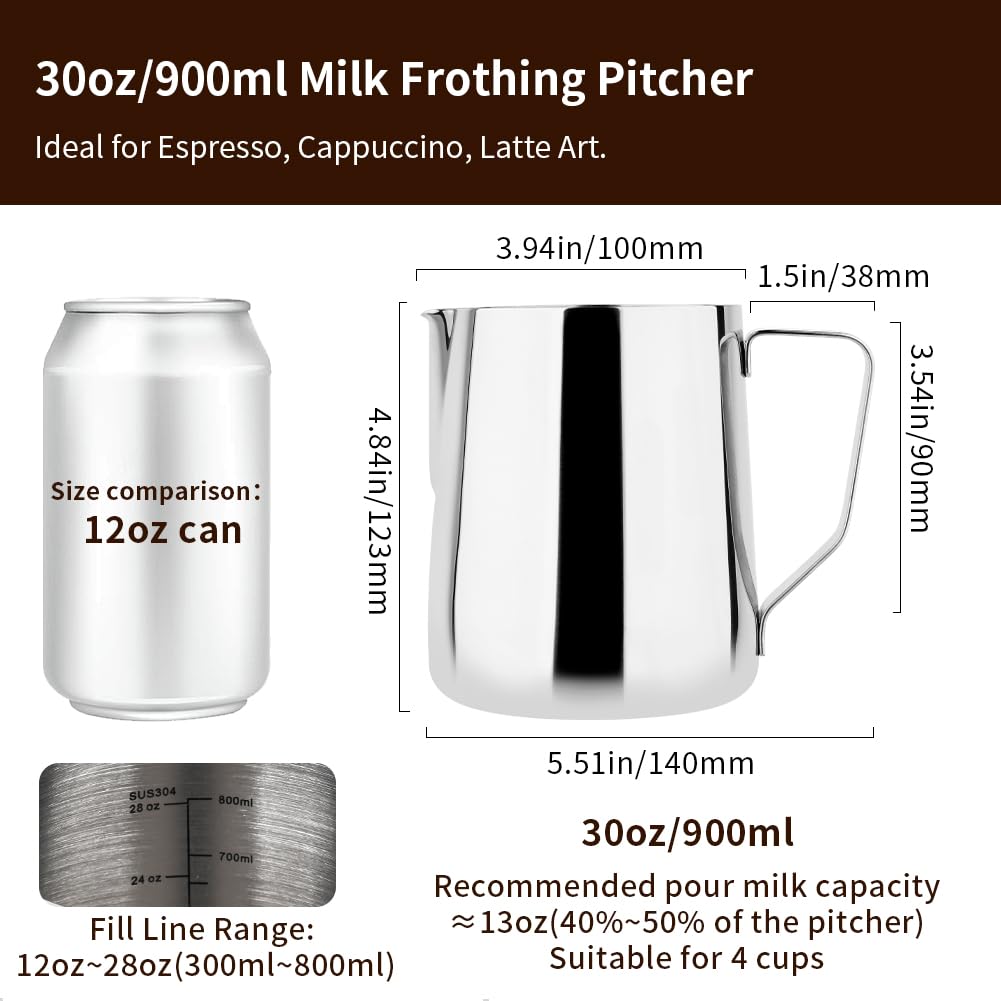 watchget 32oz/900ml Stainless Steel Milk Frothing Jug & Espresso Steamer - Image 2