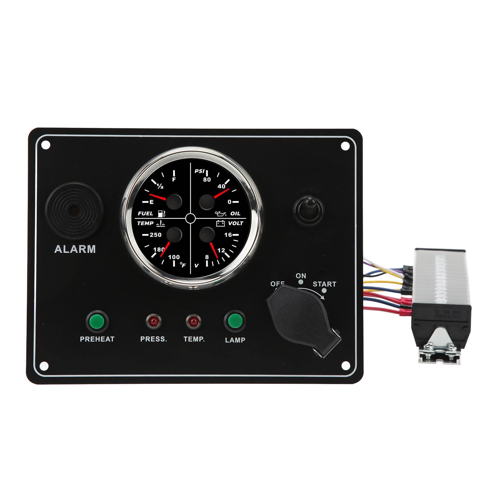 Kombiinstrument Messgerät, 4-in-1-Zeigeranzeige mit Öldruck Ölstand Wassertemperatur und Spannung, Dashboard-Anzeige und Rundinstrument für Fahrzeug Armaturenbrett