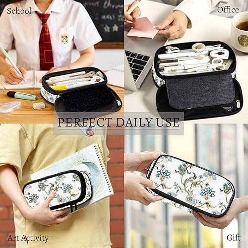 Miniatura 4 de Yekiua Estuche de lápices de flores étnico japonés floral gran capacidad bolsa de maquillaje oficina universidad bolsa de maquillaje