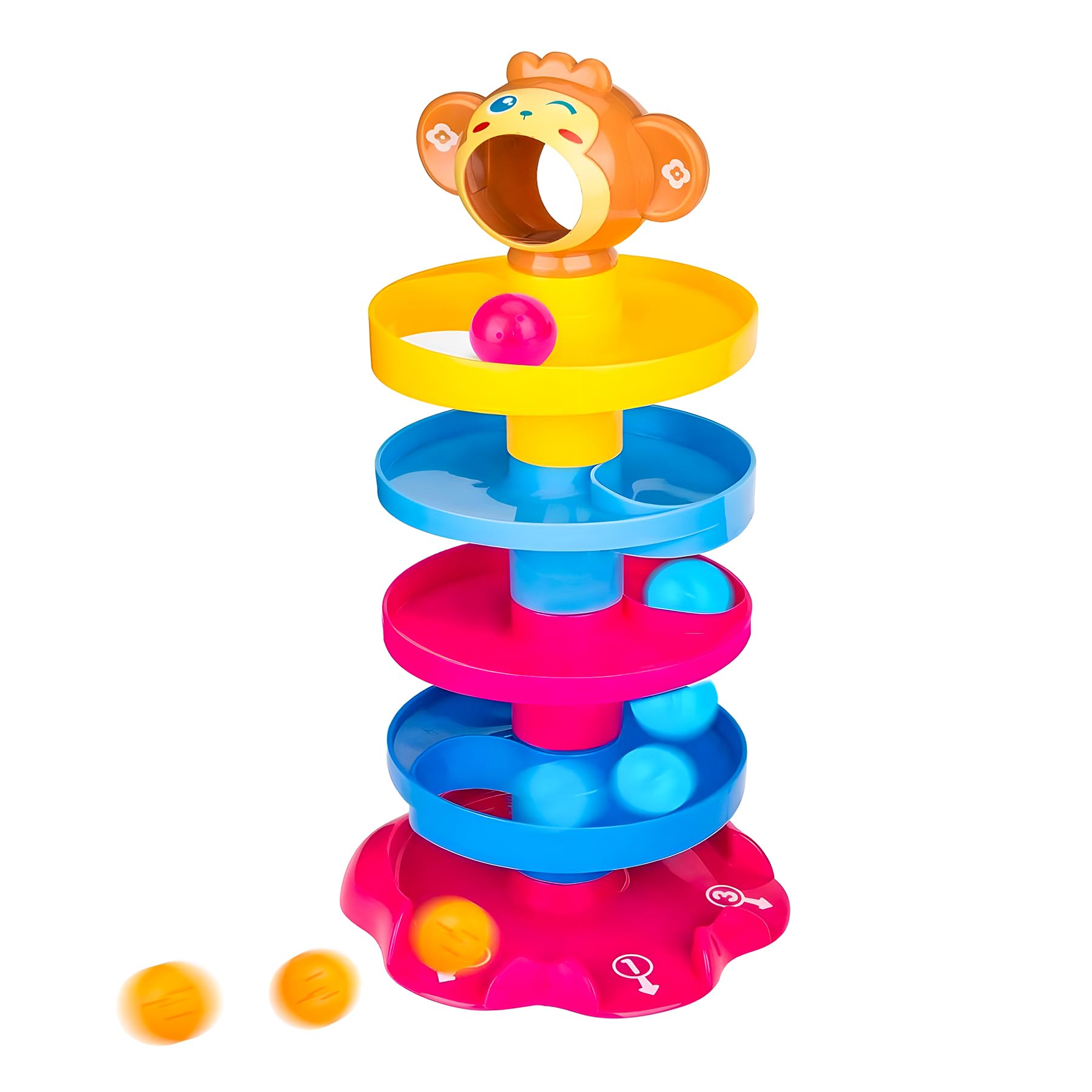 WISHKEY Monkey-Themed Roll Ball Game Toy, Ball Drop and Roll Swirling Tower with 5 Layers and 3 Balls, Stacking Educational Brain Development and Learning Toy for Kids, Multicolor (Pack of 1) (B0D1N35KCP) Amazon Price History, Amazon Price Tracker