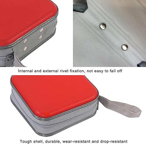 Miniatura 2 de Sogboy Estuche portátil de plástico duro para almacenamiento de DVD, estuche de transporte de CD, organizador de CDDVD de viaje para el hogar (rojo