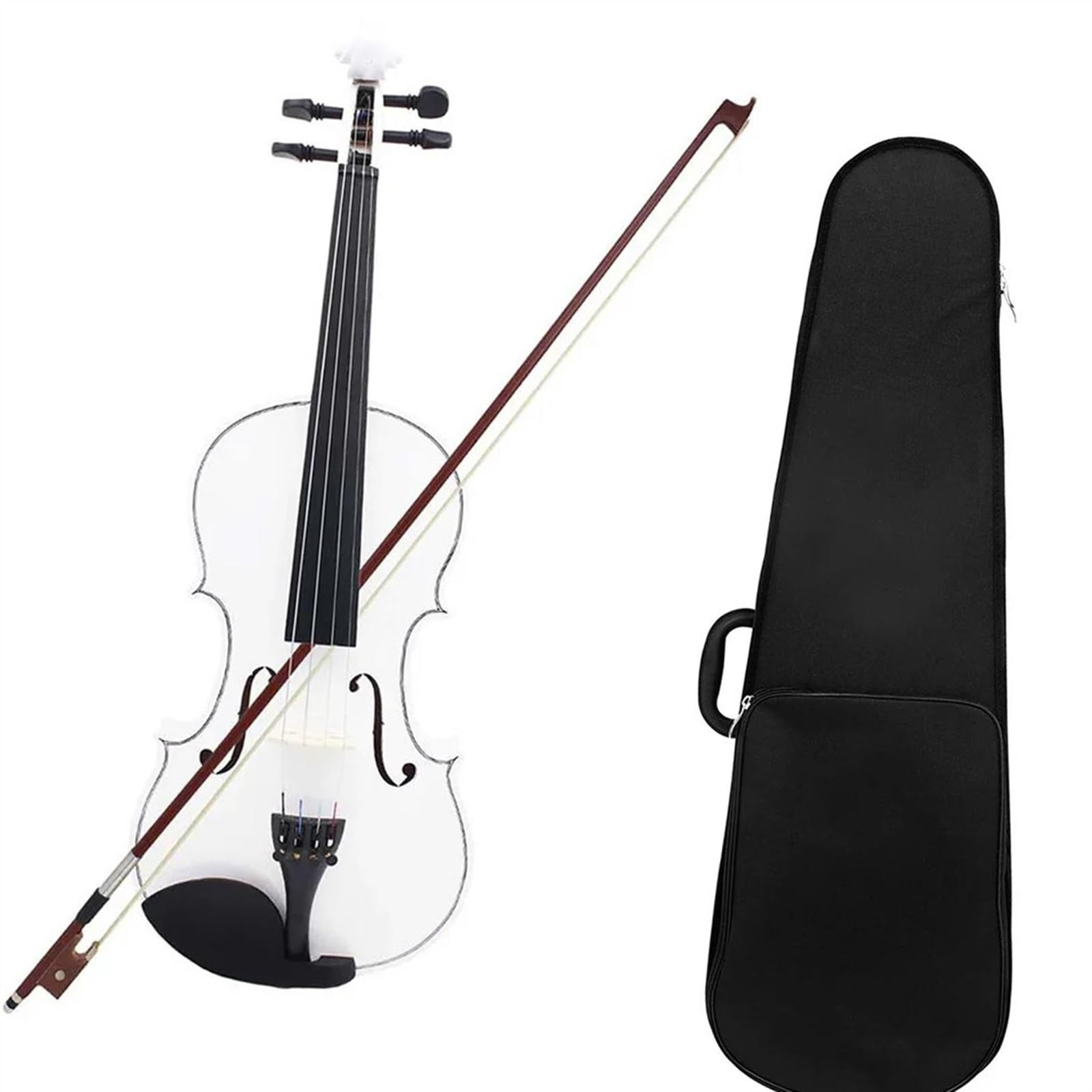 Violine Weiße 4/4 Violine Anfänger Violine Saiteninstrument Geige Set Mit Fall Bogen Zubehör(Violin set)