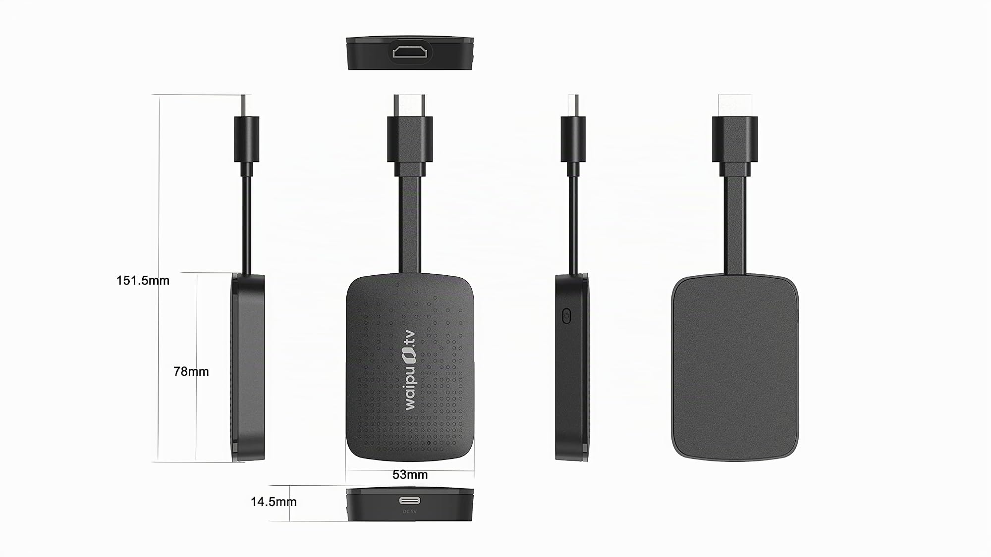 Waipu Clé TV 4K avec télécommande avec boutons de sélection rapide (avec boutons de contrôle TV) | TV via Wi-Fi | HDMI | 4K | HDR