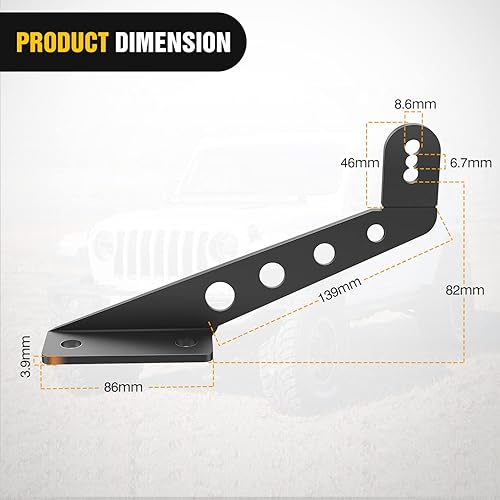 Miniatura 10 de Nilight 2 soportes de montaje de capó para barra de luz LED de 20 pulgadas en Jeep Wrangler JK 2007-2017, 2 años de garantía (90040B)