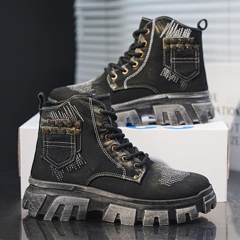 Men's Lace-up Motorcycle Boots Combat Casual Dress Outdoor Hiking Activities Work Boots for Men4