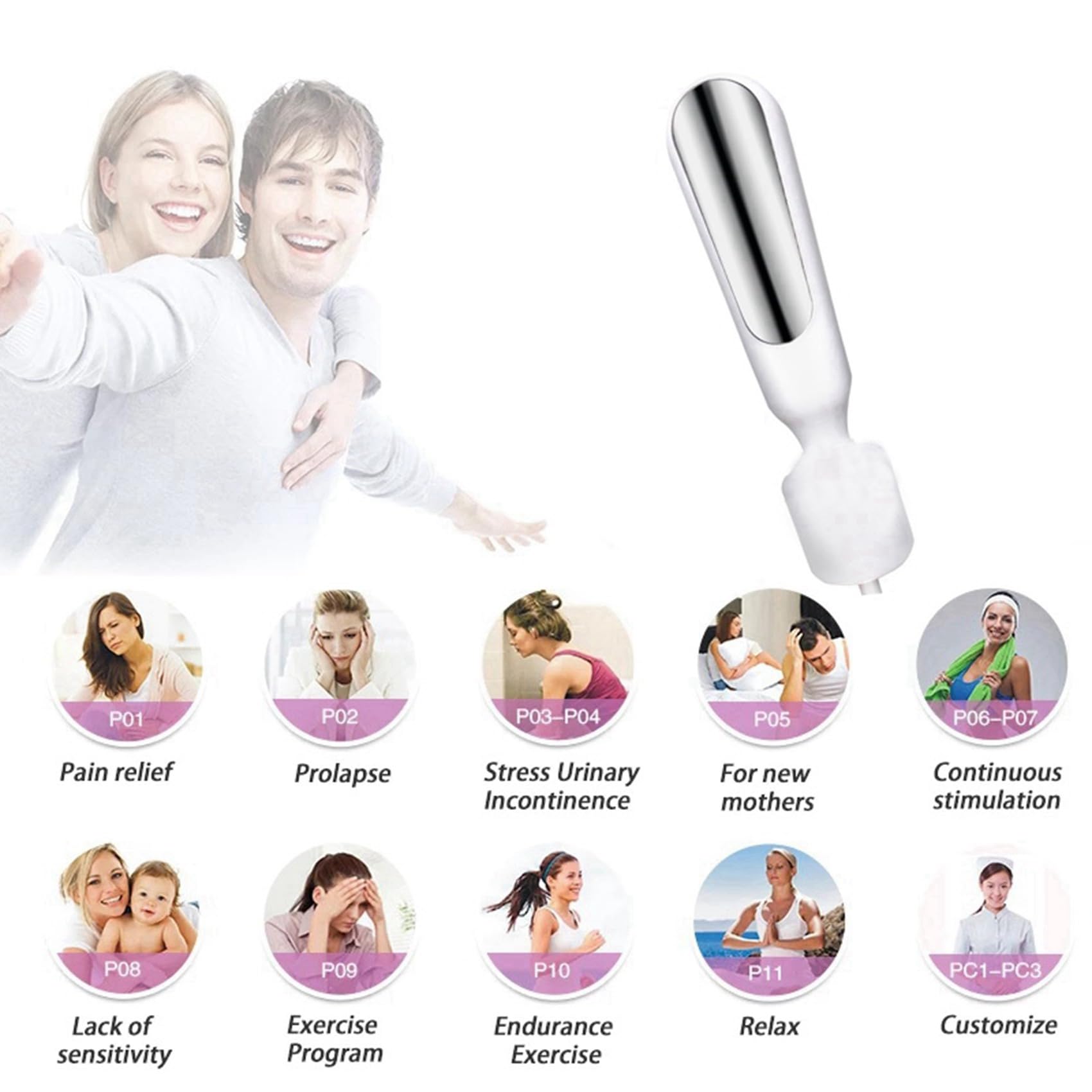 5X ÉLectrodes de Sonde Vaginale TENS/EMS Stimulateur Musculaire Du Plancher Pelvien EntraîNeur Exerciseur Femmes AméLiorent L'Incontinence
