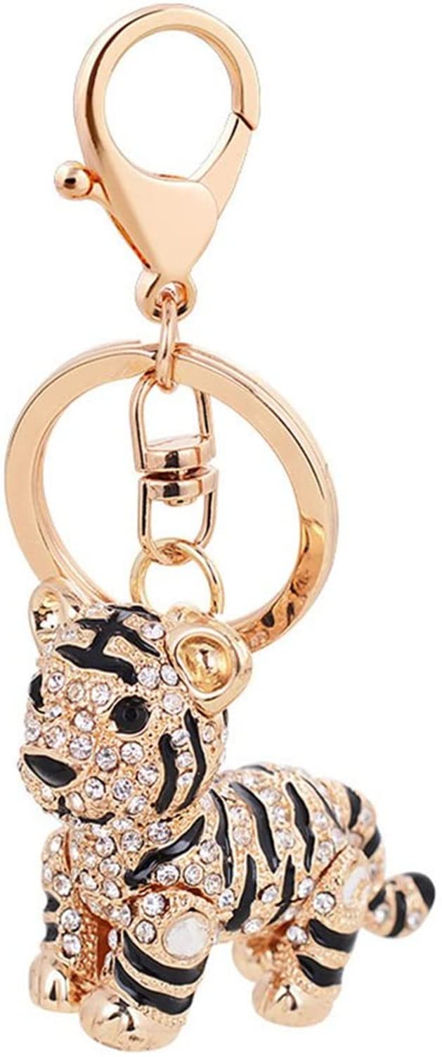 Inzopo Keychain Keyring Cute Tiger Metal Bling Crystals Rhinestone Keyfob Charm Pendant For Handbags, White Tiger, (N00009ZSA)
