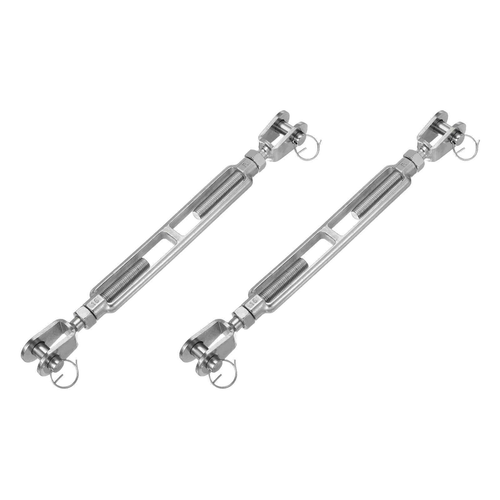 sourcing map 2 tensores M16 (5/8 pulgadas) de mandíbula y mandíbula tensores de cuerda de alambre, tensor de cable ajustable de acero inoxidable 304 para vela de sombra, tendedero, límite de carga de