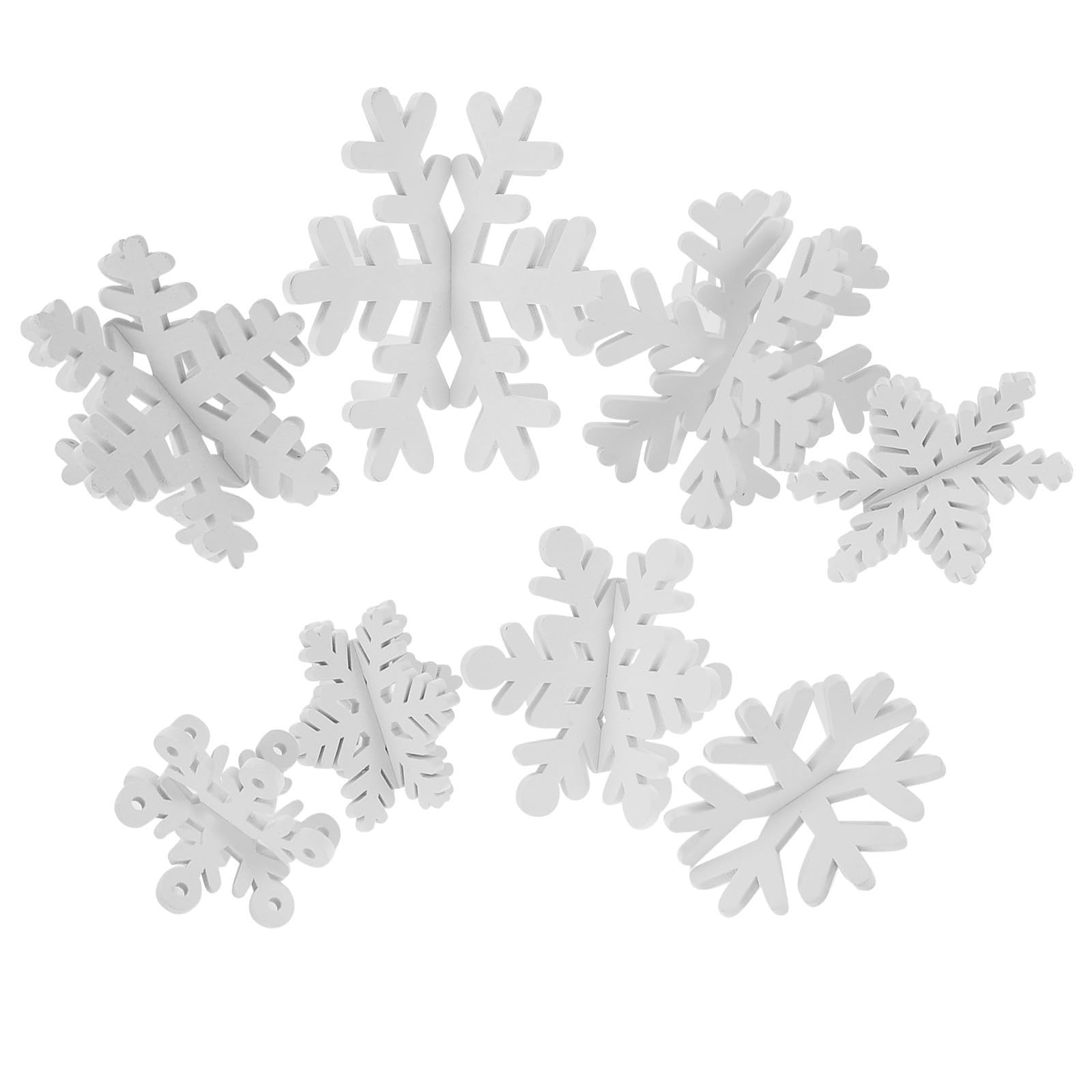 Toyvian 32 Pezzi Decorazioni Natalizie in Legno Fiocchi di Neve 3d Colorati