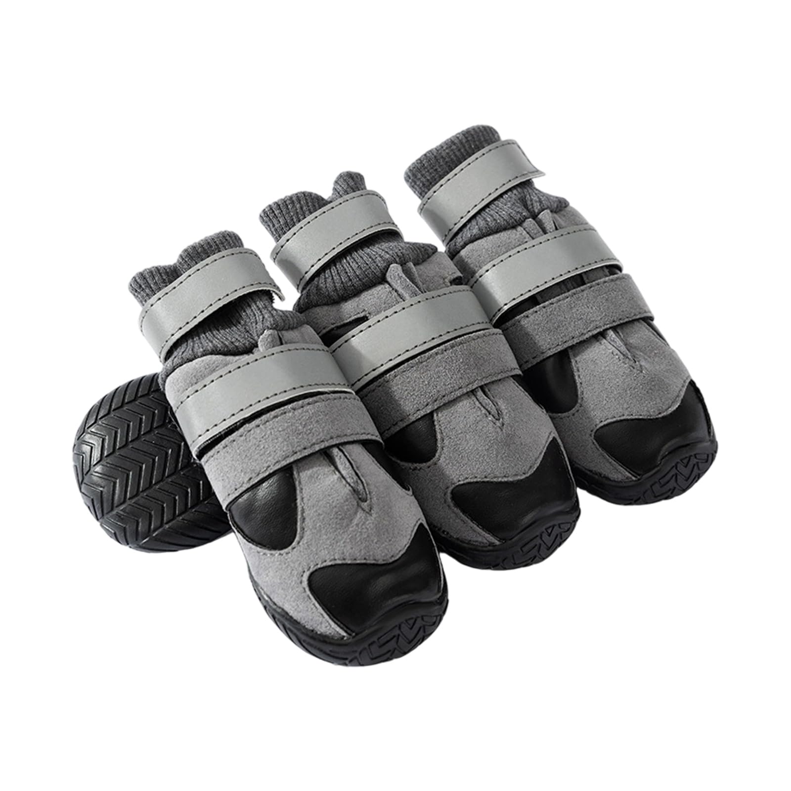 Set di 4 scarpe per cani in peluche, isolamento caldo, suole antiscivolo, cinghie regolabili, per neve, pioggia, avventura, razze, stivali, scarpe per cani in peluche